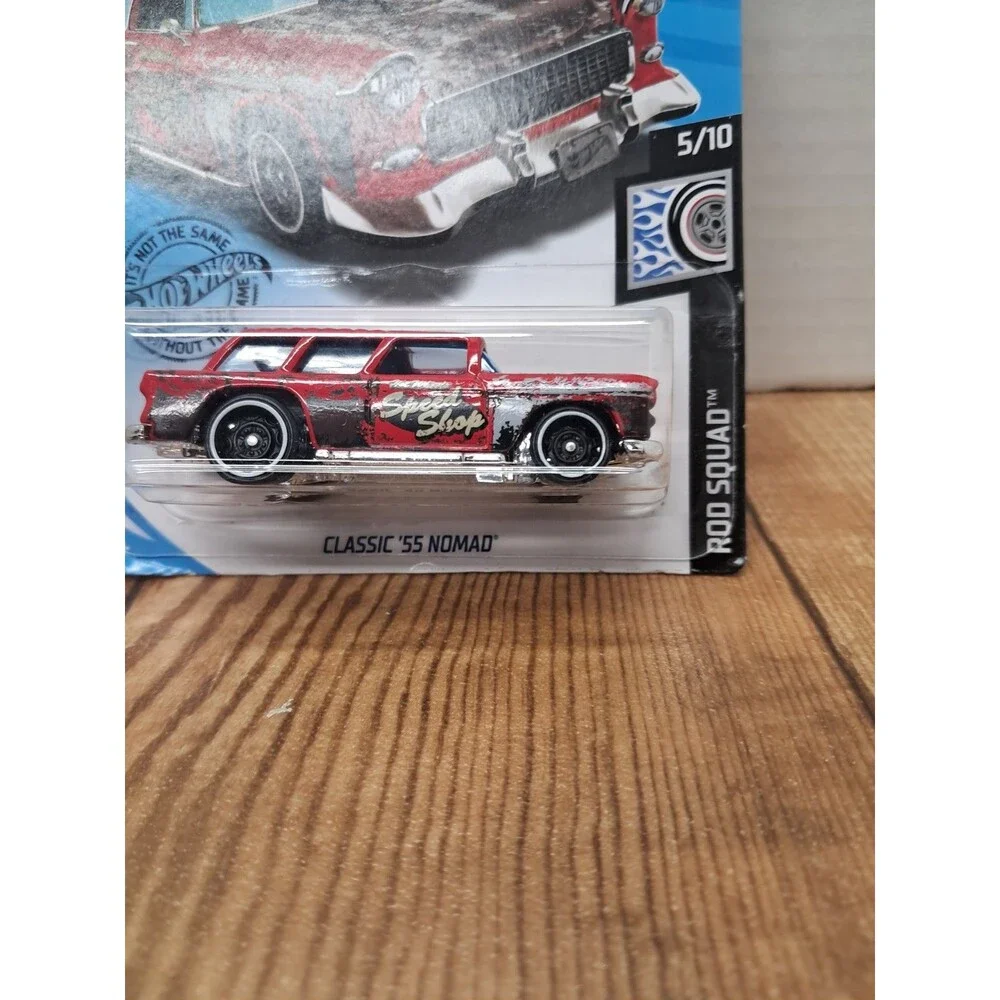 2019 Hot Wheels #183 Rod Squad 5/10 CLASSIC '55 NOMAD Red Variant w/Black DD8 Sp